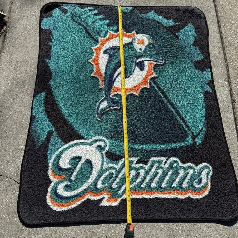 Vintage Miami Dolphins NFL Football Team Northwest Winter Cold Blanket Old Logo